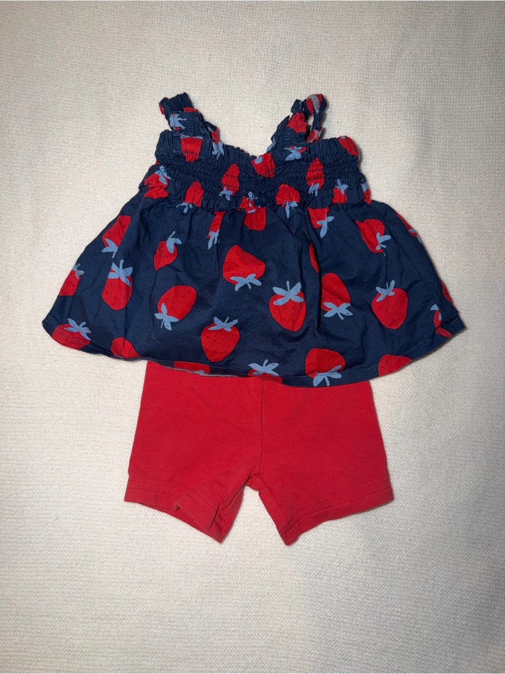 Carter's Navy Tank with Red Strawberry Print and Red Shorts